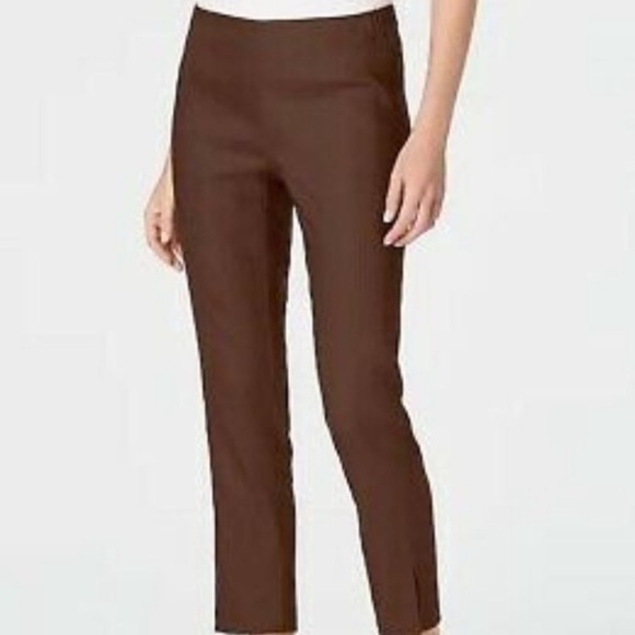 NWT J. Jill Linen Kona‎ Stretch Brown Straight Leg Trousers summer career 4X - Picture 1 of 13